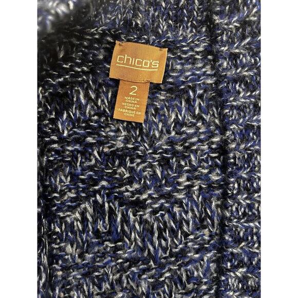 Chicos Women’s Sleeveless Open Knit Long Cardigan Sweater Size 2 Large Blue - Picture 4 of 10